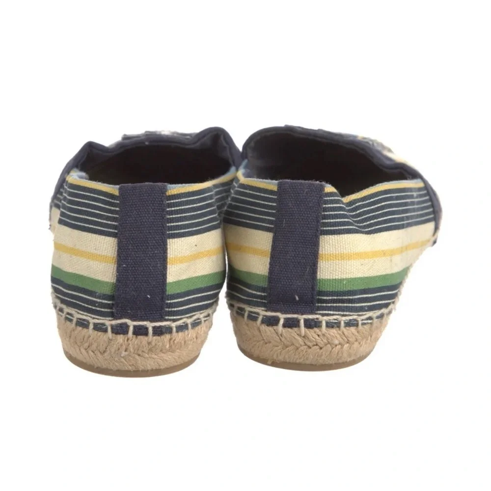 Tory Burch Stripe Espadrilles Size 10 Logo Flats Summer Shoes
